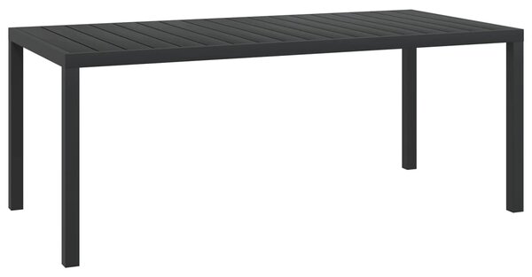 Garden Table Black 185x90x74 cm Aluminium and WPC