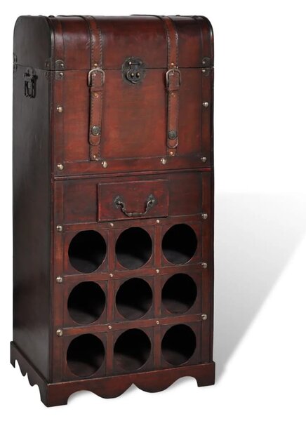 Wooden Wine Rack for 9 Bottles with Storage