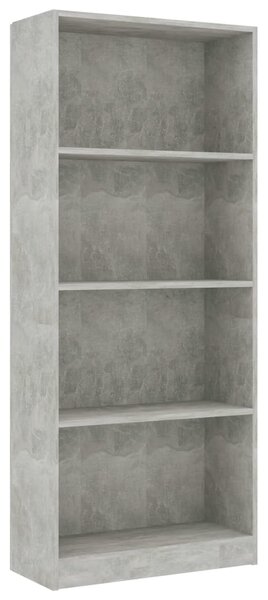 4-Tier Book Cabinet Concrete Grey 60x24x142 cm Engineered Wood