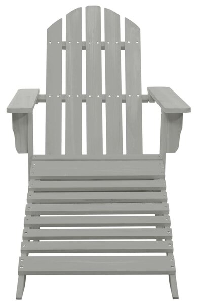 Garden Chair with Ottoman Wood Grey