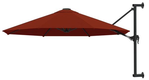 Wall-Mounted Garden Parasol with Metal Pole 300 cm Terracotta