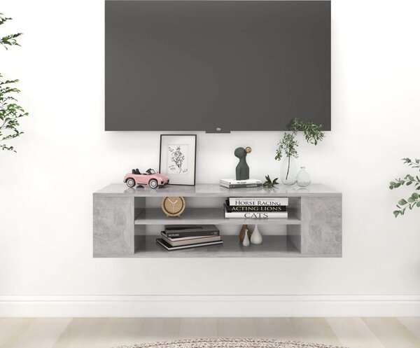 Hanging TV Cabinet Concrete Grey 100x30x26.5 cm Engineered Wood