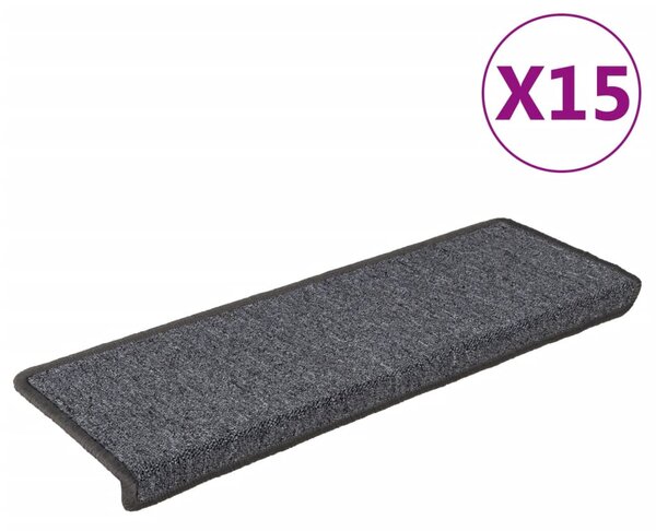 Carpet Stair Treads 15 pcs 65x21x4 cm Grey and Black