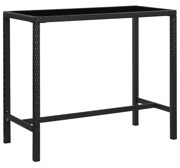 Garden Bar Table Black 130x60x110 cm Poly Rattan and Glass