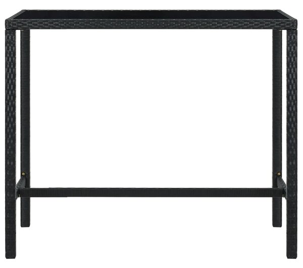 Garden Bar Table Black 130x60x110 cm Poly Rattan and Glass