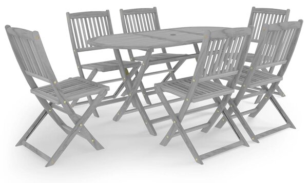 7 Piece Garden Dining Set Solid Acacia Wood Grey