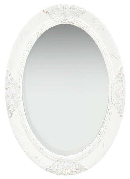 Wall Mirror Baroque Style 50x70 cm White