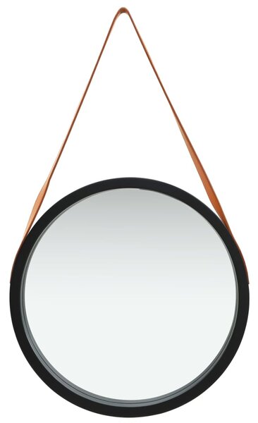 Wall Mirror with Strap 50 cm Black