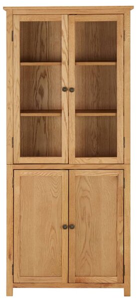 Bookcase with 4 Doors 80x35x180 cm Solid Oak Wood and Glass