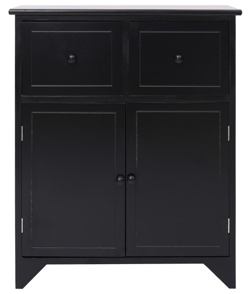 Side Cabinet Black 60x30x75 cm Paulownia Wood