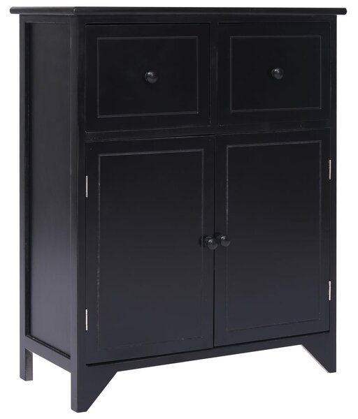 Side Cabinet Black 60x30x75 cm Paulownia Wood