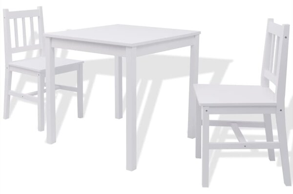 Three Piece Dining Set Pinewood White