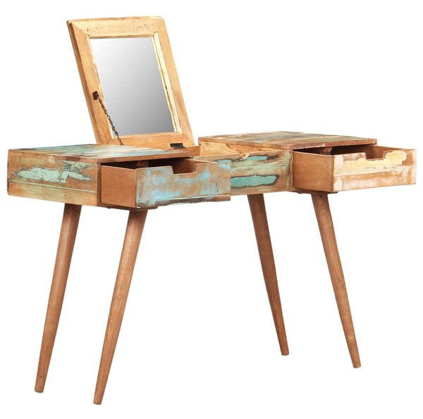 Dressing Table with Mirror 112x45x76 cm Solid Reclaimed Wood