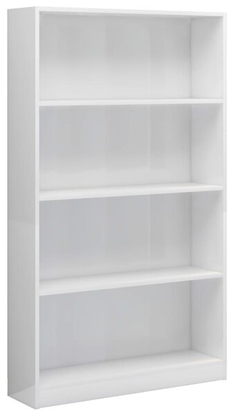 4-Tier Book Cabinet High Gloss White 80x24x142 cm Engineered Wood