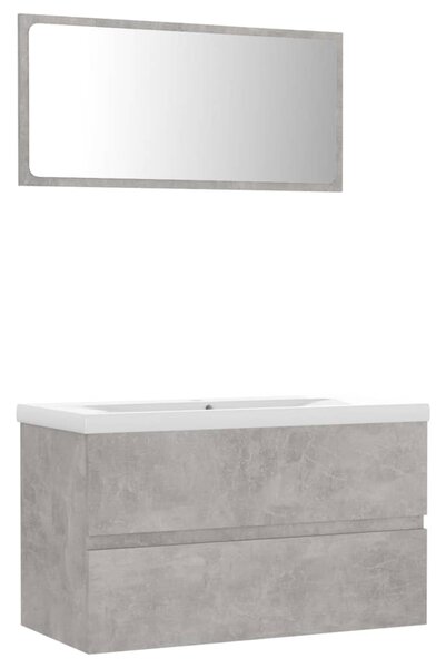 Bathroom Furniture Set Concrete Grey Engineered Wood