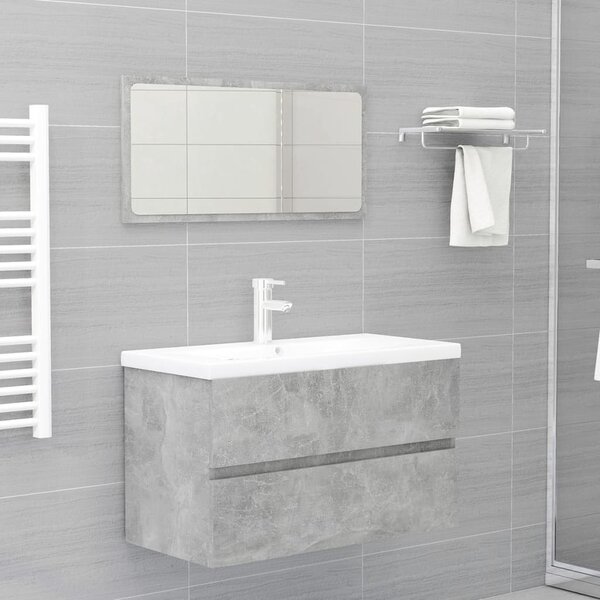 Bathroom Furniture Set Concrete Grey Engineered Wood