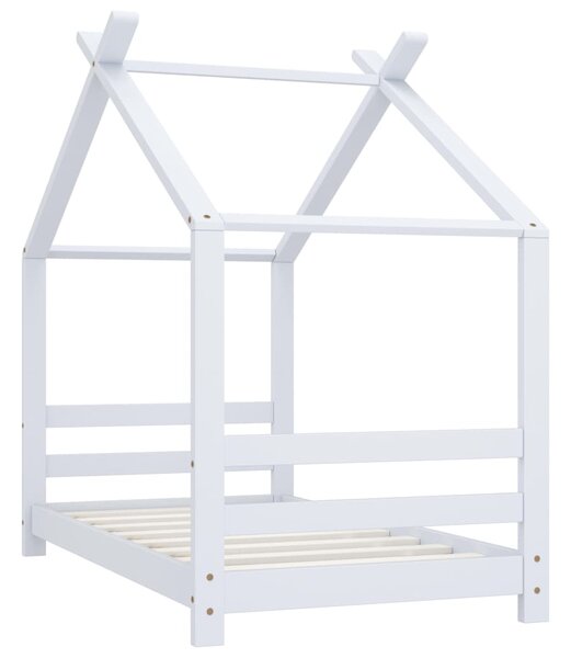 Kids Bed Frame White Solid Pine Wood 70x140 cm