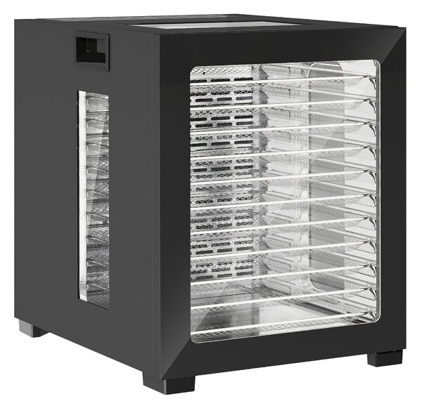 HOMCOM Food Dehydrator with 12 Stainless Steel Tray, 850W Food Dryer Machine with LED Touch Panel, 40-70℃ Adjustable Temperature, 48H Timer for Drying Fruit, Meat, Vegetable, Jerky, Pet Treat, Black