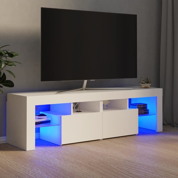 TV Cabinet with LED Lights White 140x36.5x40 cm