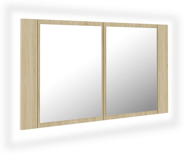 LED Bathroom Mirror Cabinet Sonoma Oak 80x12x45 cm Acrylic