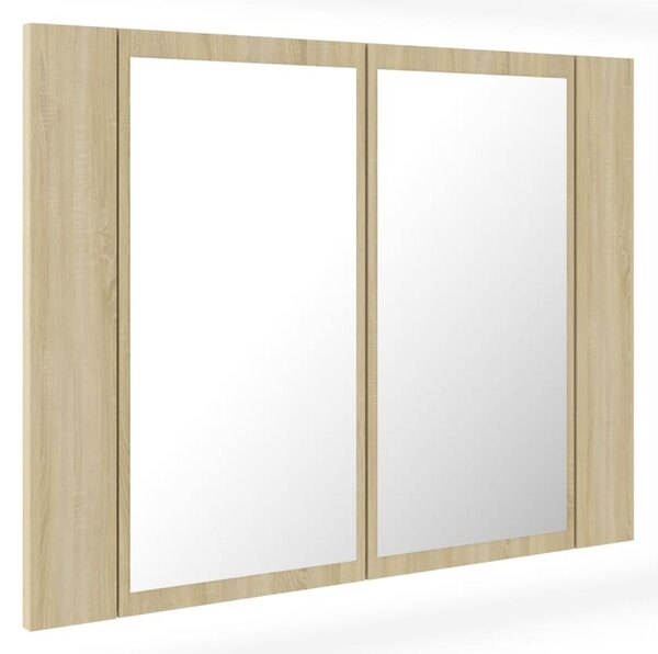 LED Bathroom Mirror Cabinet Sonoma Oak 60x12x45 cm Acrylic