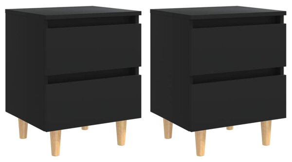 Bed Cabinets with Solid Pinewood Legs 2 pcs Black 40x35x50 cm