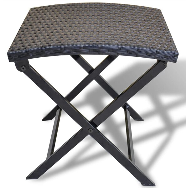 Folding Stool Poly Rattan Black