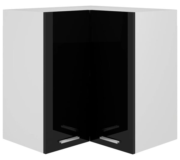 Hanging Corner Cabinet High Gloss Black 57x57x60 cm Engineered Wood