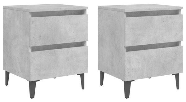 Bed Cabinets 2 pcs Concrete Grey 40x35x50 cm Engineered Wood