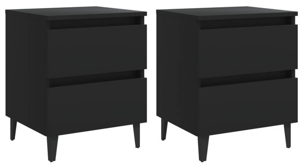 Bed Cabinets 2 pcs Black 40x35x50 cm Engineered Wood