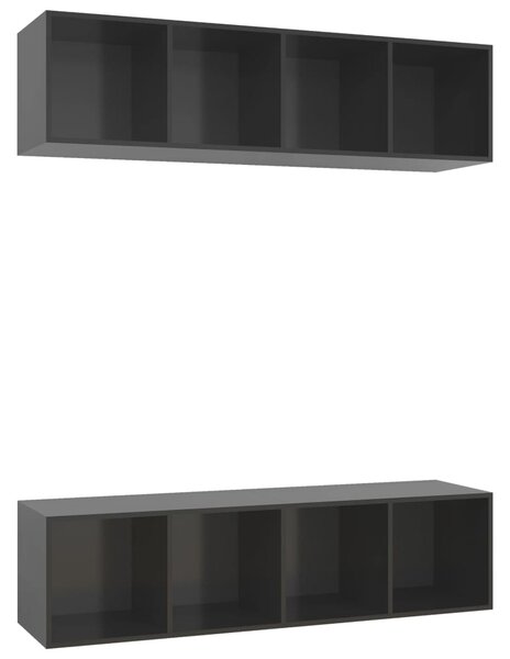 Wall-mounted TV Cabinets 2 pcs High Gloss Grey Engineered Wood