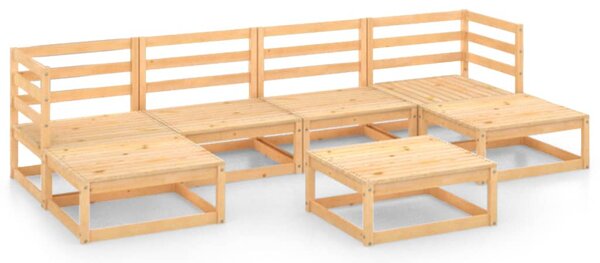 7 Piece Garden Lounge Set Solid Wood Pine