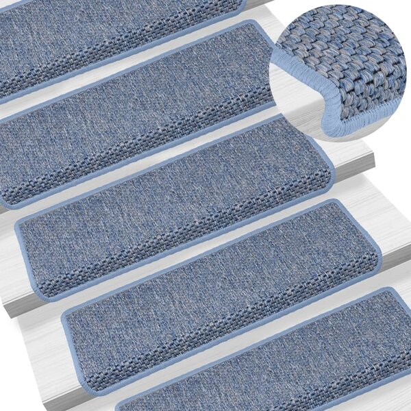 Stair Mats Self-adhesive Sisal-Look 15 pcs 65x21x4 cm Blue