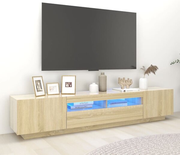 TV Cabinet with LED Lights Sonoma Oak 200x35x40 cm