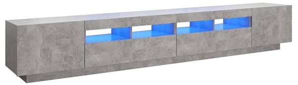 TV Cabinet with LED Lights Concrete Grey 260x35x40 cm