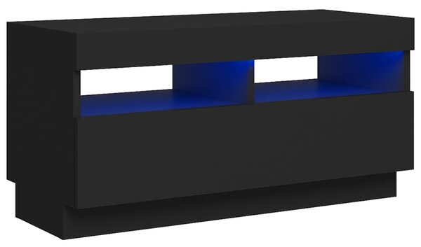 TV Cabinet with LED Lights Black 80x35x40 cm