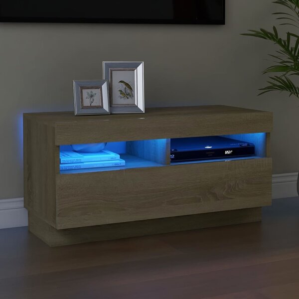 TV Cabinet with LED Lights Sonoma Oak 80x35x40 cm