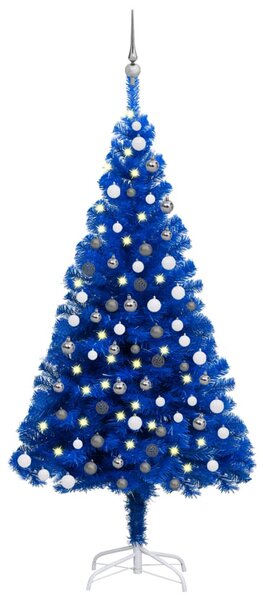 Artificial Pre-lit Christmas Tree with Ball Set Blue 120 cm PVC