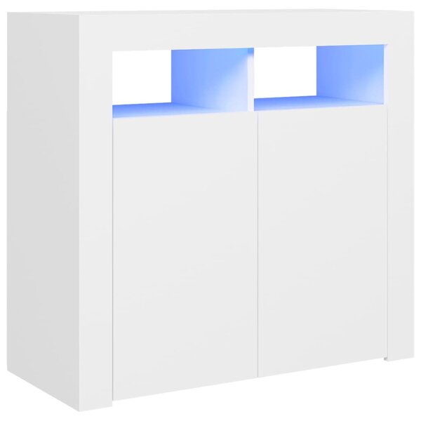 Sideboard with LED Lights White 80x35x75 cm