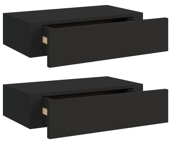 Wall-mounted Drawer Shelves 2 pcs Black 40x23.5x10cm MDF