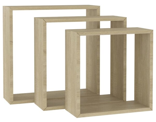 Wall Cube Shelves 3 pcs Sonoma Oak