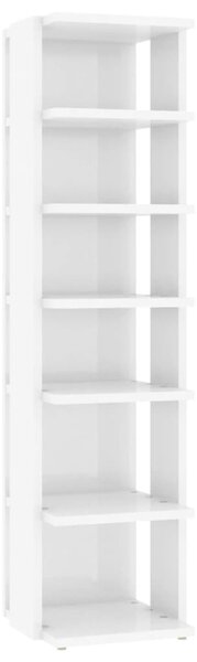 Shoe Cabinet High Gloss White 27.5x27x102 cm Engineered Wood