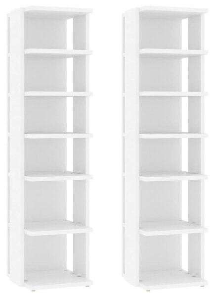 Shoe Cabinets 2 pcs White 27.5x27x102 cm Engineered Wood