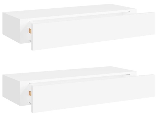 Wall-mounted Drawer Shelves 2 pcs White 60x23.5x10cm MDF