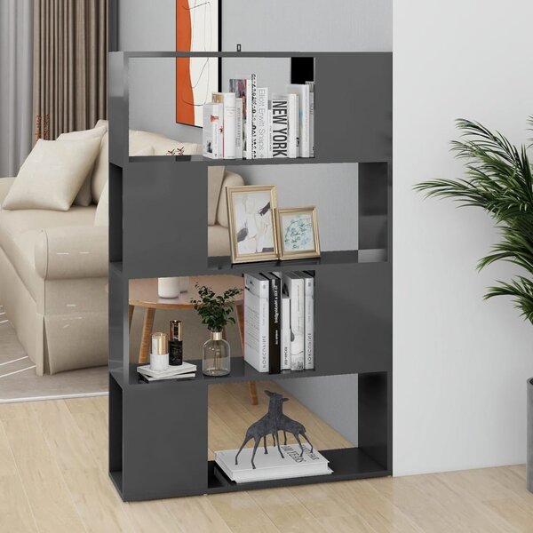 Book Cabinet Room Divider High Gloss Grey 80x24x124.5 cm