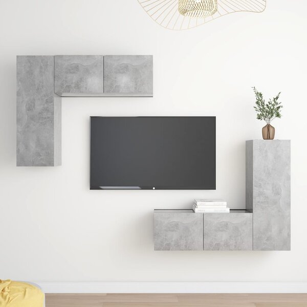 4 Piece TV Cabinet Set Concrete Grey Engineered Wood