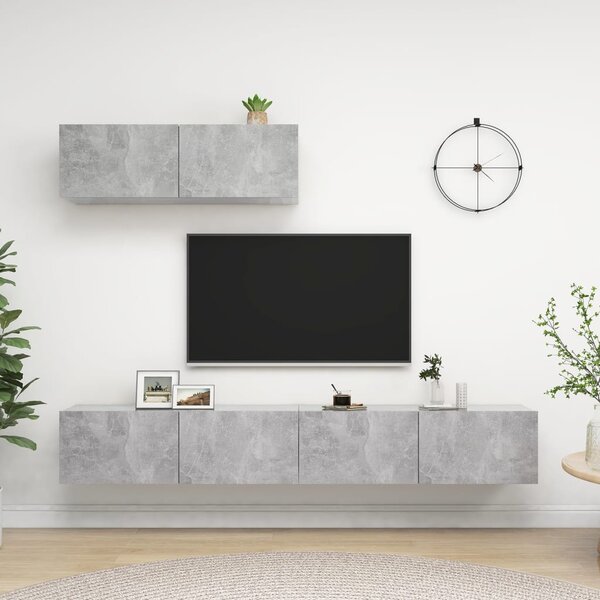 TV Cabinets 3 pcs Concrete Grey Engineered Wood