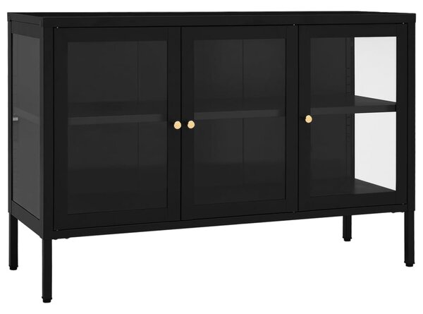 Sideboard Black 105x35x70 cm Steel and Glass