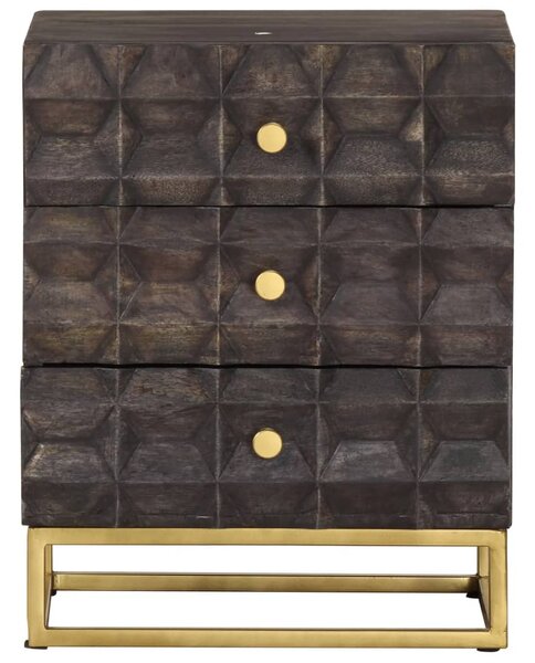 Bed Cabinet Black 40x30x50 cm Solid Mango Wood