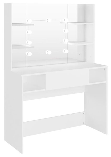 Makeup Table with LED Lights 100x40x135 cm MDF White